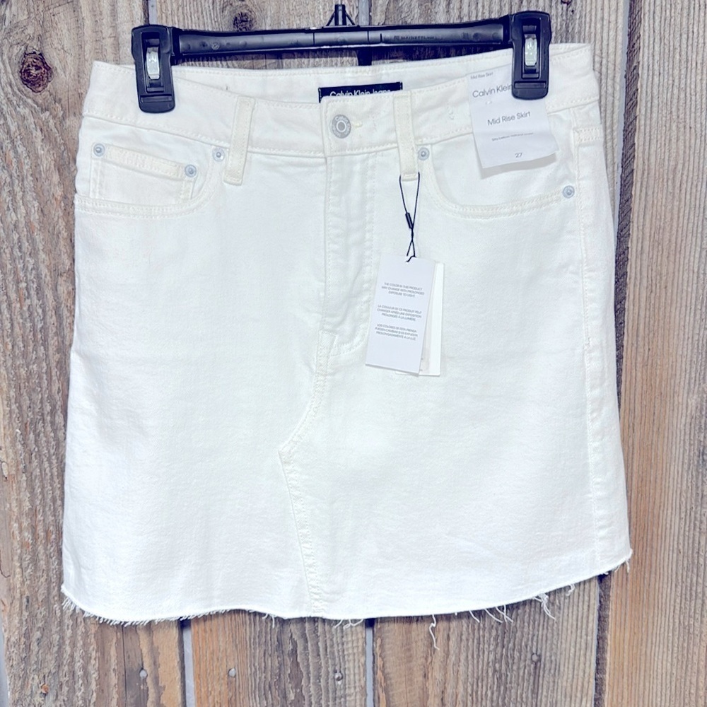 Calvin Klein Jeans mid white denim mini skirt 27